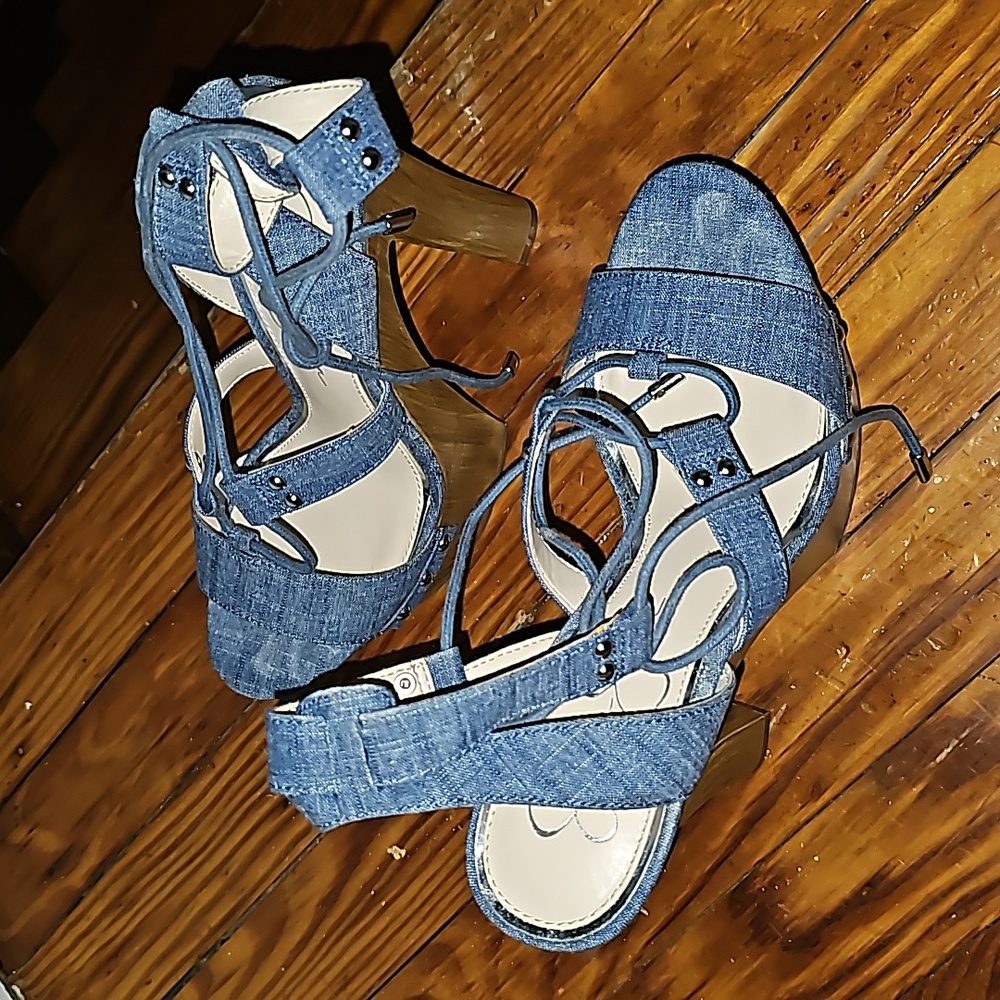 Jessica Simpson denim platforms
